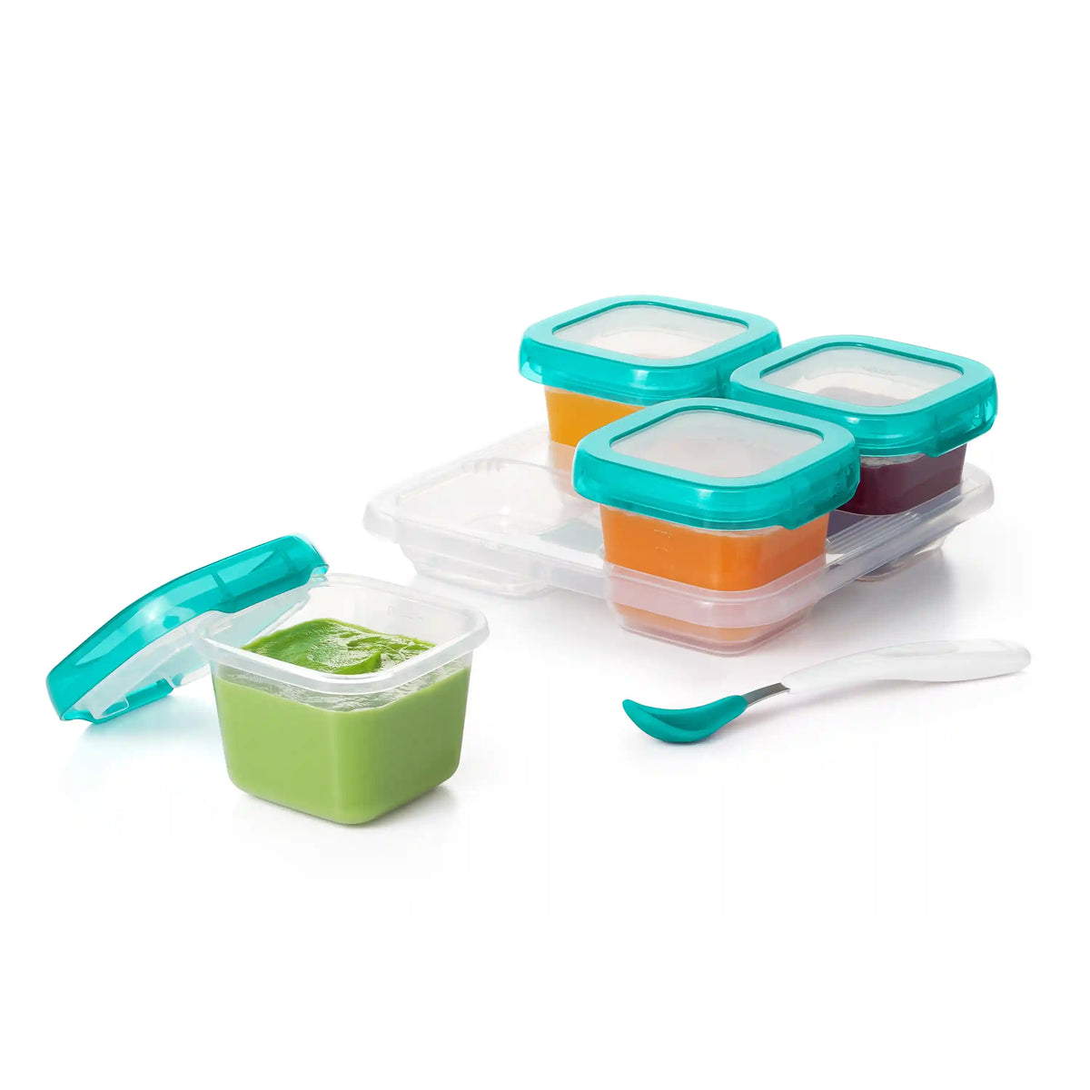 6 Oz Baby Blocks™ Plastic Freezer Storage Containers - Tot Teal